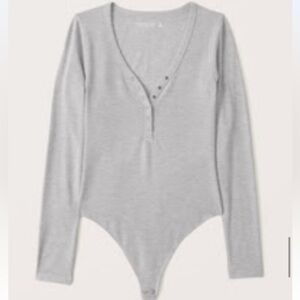 Express Gray Long Sleeve Bodysuit